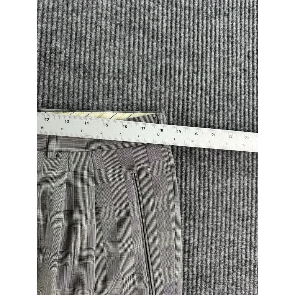 Vintage Coppley Suit 44R Gray Wool Plaid Designer Union Made Pleated Pants 38x29